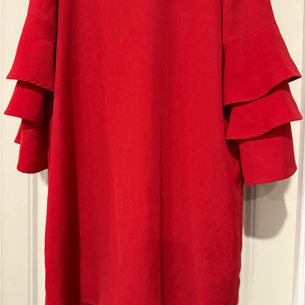Chelsea Red Ruffle Sleeve Dress - Picture 6 of 13